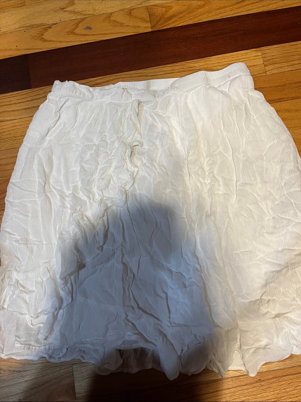White Crinkled Mini Skirt